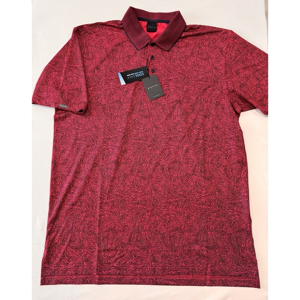 NWT Dunning Golf Coolmax Polo Shirt Men's XL Red Black Performance Stretch